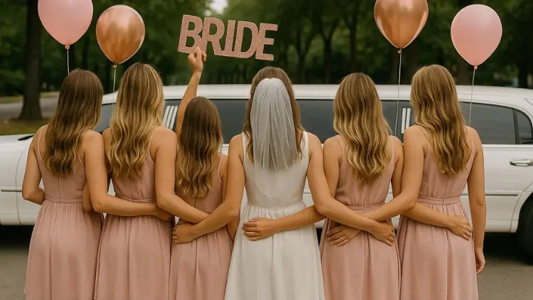 Junggesellenabschied in einer Stretchlimousine feiern